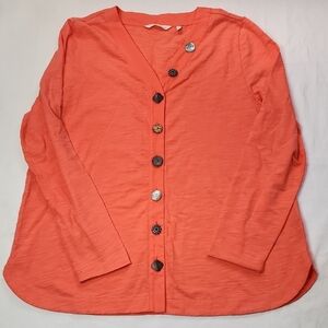 Soft Surroundings Size L Daniella Eclectic Button Front Tunic Top Cotton Boho